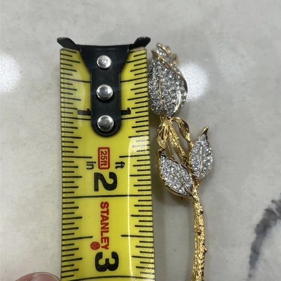 Vintage Costume Diamond Accent Flower Pin/Brooch 3” - Picture 5 of 9